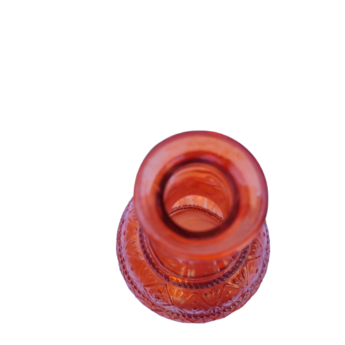 Retro Pressed Pink Orange Glass Bottle