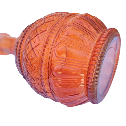 Retro Pressed Pink Orange Glass Bottle