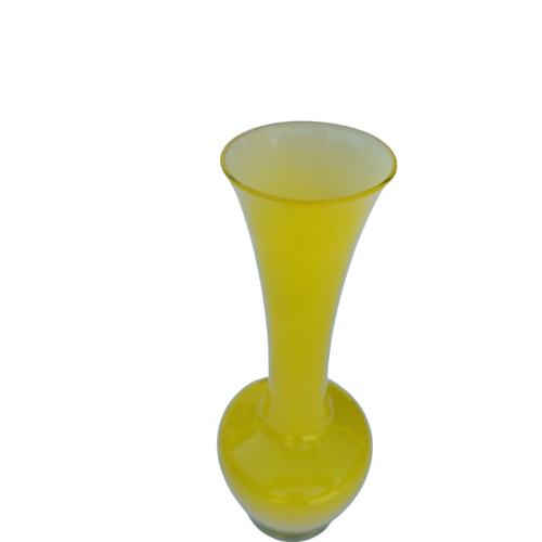 Yellow Hand Blown Glass Vase white interior