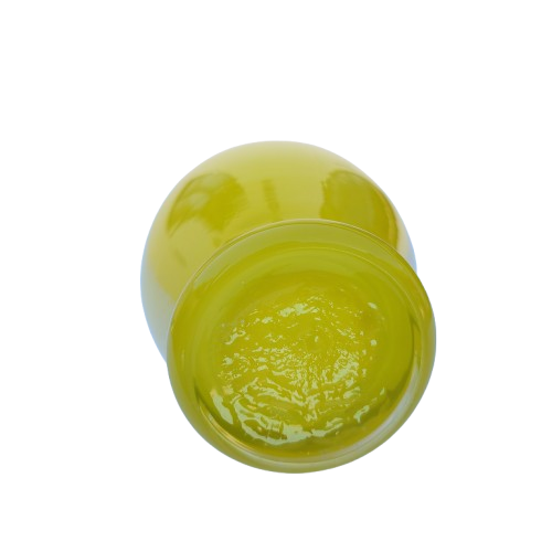 Yellow Hand Blown Glass Vase white interior