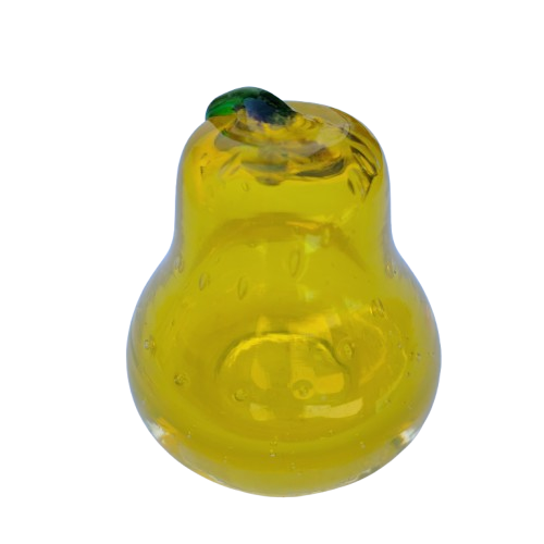 Mid-Century Murano Yellow Glass Pear Paperweight