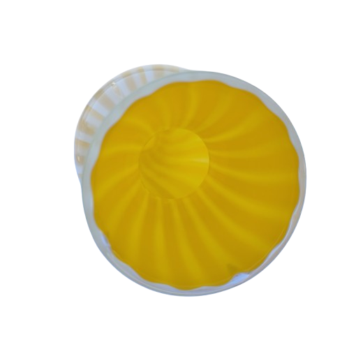 Yellow White Stripe Hand Blown Glass Vase