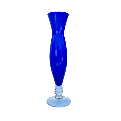 Blue and White Interior Hand Blown Vase