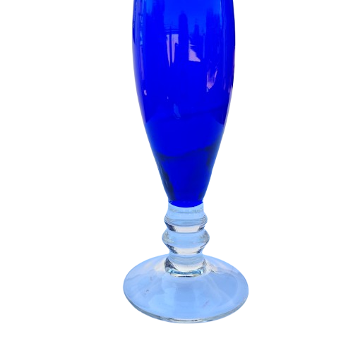 Blue and White Interior Hand Blown Vase