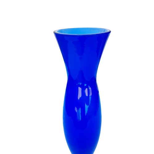 Blue and White Interior Hand Blown Vase