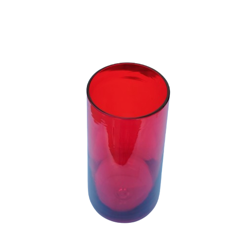 Whitefriars Goblet Vase Ruby by Baxter with clear glass conical foot