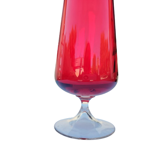 Whitefriars Goblet Vase Ruby by Baxter with clear glass conical foot