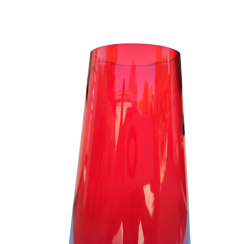 Whitefriars Goblet Vase Ruby by Baxter with clear glass conical foot