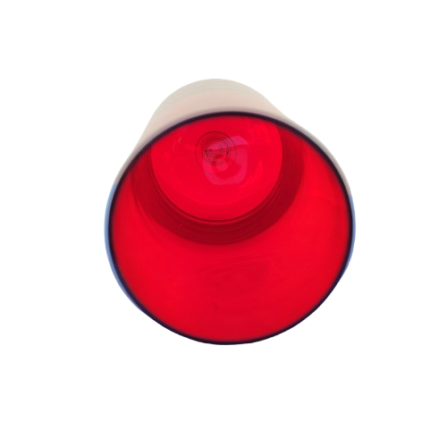 Whitefriars Goblet Vase Ruby by Baxter with clear glass conical foot