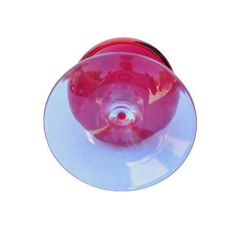 Whitefriars Goblet Vase Ruby by Baxter with clear glass conical foot