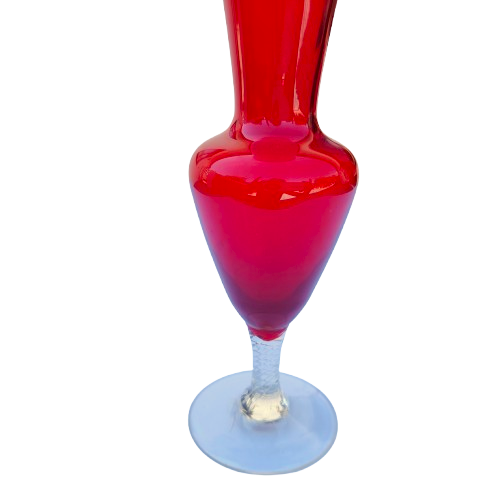 Beautiful Red Tall Bud Fishtail Glass Vase