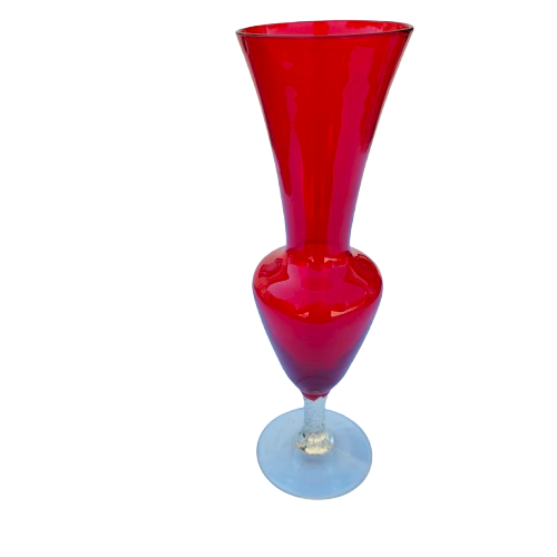 Beautiful Red Tall Bud Fishtail Glass Vase