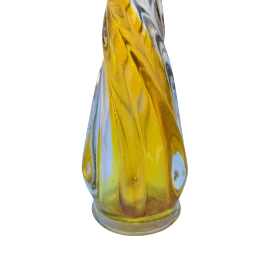 Yellow Murano Vase with Twisted Stem and Petal Mouth