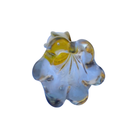 Yellow Murano Vase with Twisted Stem and Petal Mouth