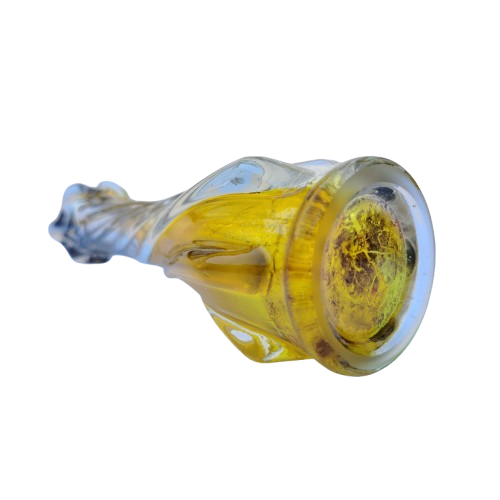 Yellow Murano Vase with Twisted Stem and Petal Mouth