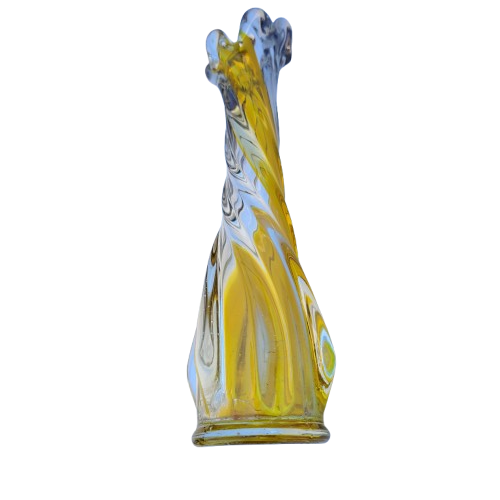 Yellow Murano Vase with Twisted Stem and Petal Mouth