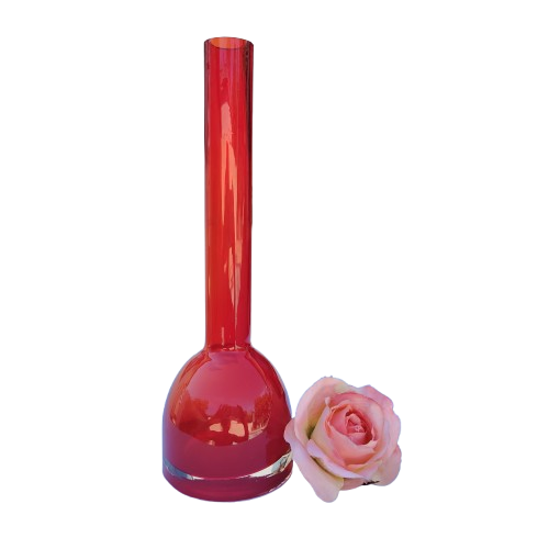 Beautiful Red Tall Chimney Shape Glass Vase