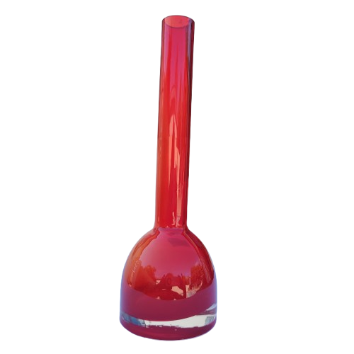 Beautiful Red Tall Chimney Shape Glass Vase