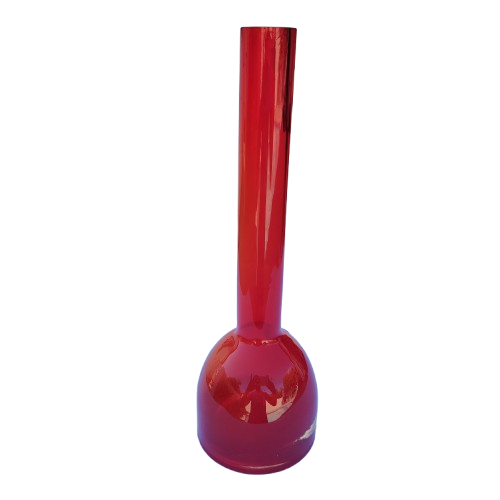 Beautiful Red Tall Chimney Shape Glass Vase