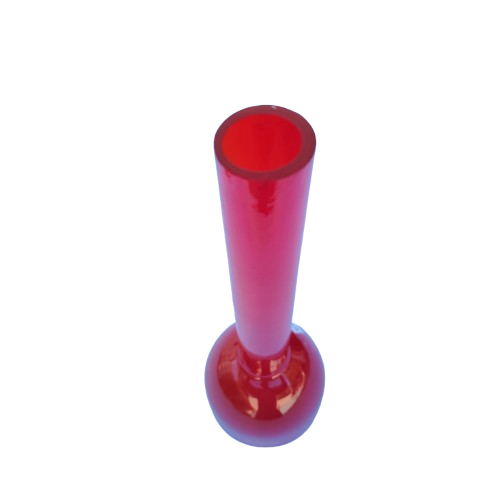 Beautiful Red Tall Chimney Shape Glass Vase