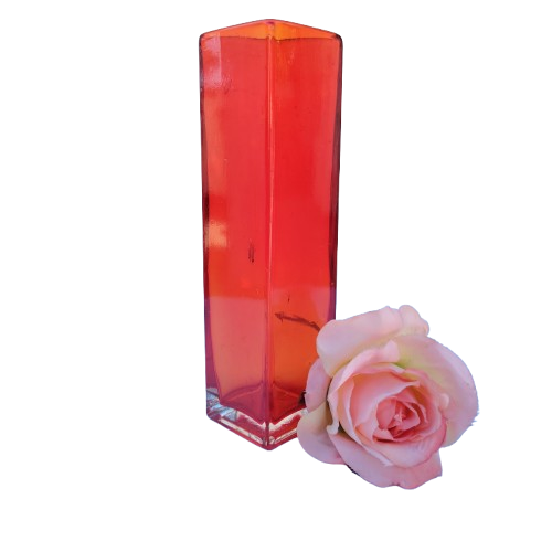Scandinavian Red to Orange Tubular Glass Mid Century Vase