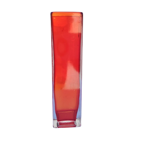 Scandinavian Red to Orange Tubular Glass Mid Century Vase