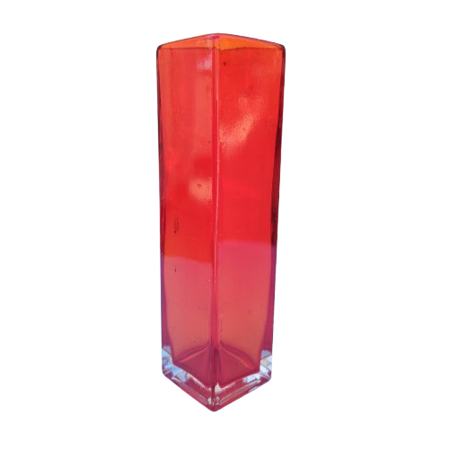 Scandinavian Red to Orange Tubular Glass Mid Century Vase