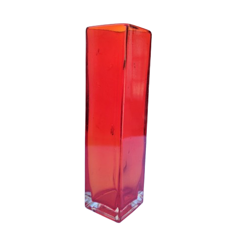 Scandinavian Red to Orange Tubular Glass Mid Century Vase