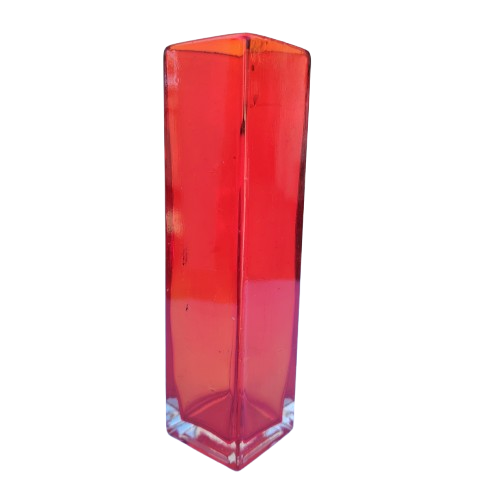 Scandinavian Red to Orange Tubular Glass Mid Century Vase
