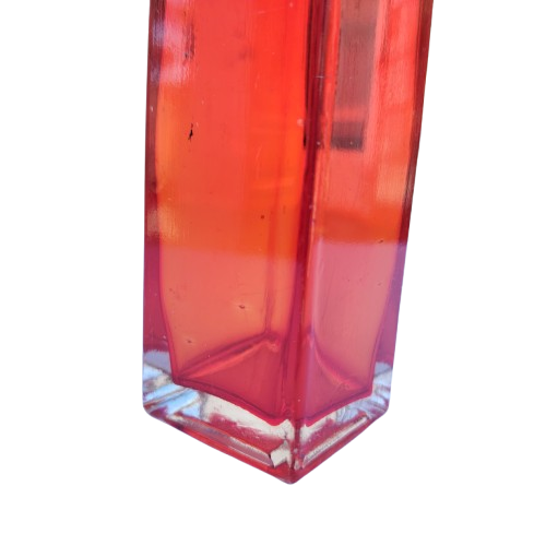 Scandinavian Red to Orange Tubular Glass Mid Century Vase