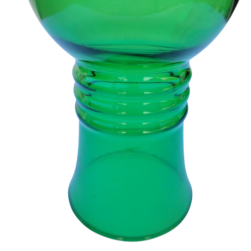 Green Hand Blown Glass Vase Ribbed