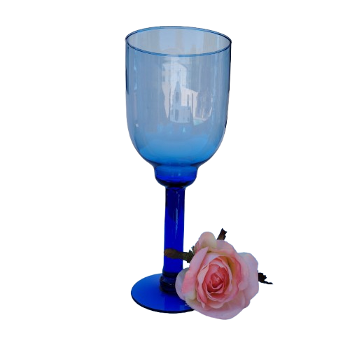 Hand Blown Glass Cobalt Cobalt Blue Stemmed Wine Glass Goblet