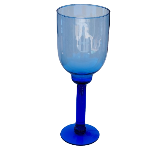 Hand Blown Glass Cobalt Cobalt Blue Stemmed Wine Glass Goblet