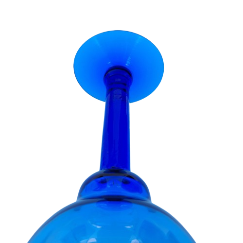 Hand Blown Glass Cobalt Cobalt Blue Stemmed Wine Glass Goblet
