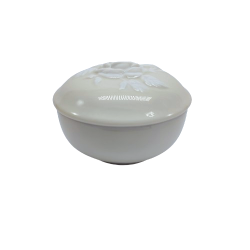 Limoges Bernardaud Vintage Porcelain Cream Flower Trinket Box