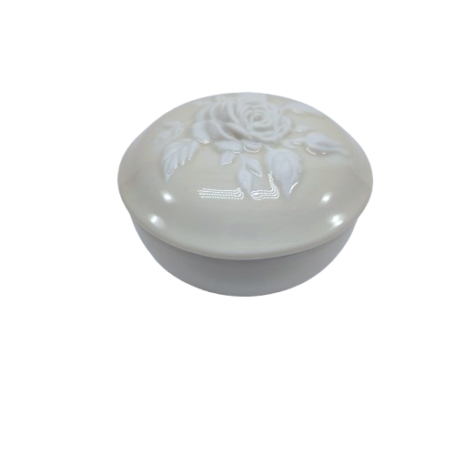 Limoges Bernardaud Vintage Porcelain Cream Flower Trinket Box