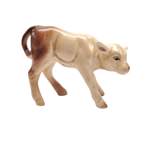 Vintage Sylvac Pottery Matt Brown Cream Cow Calf 1431