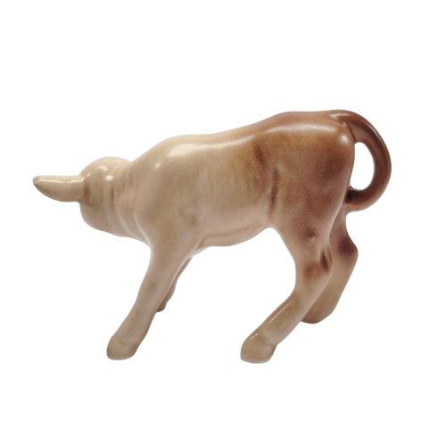 Vintage Sylvac Pottery Matt Brown Cream Cow Calf 1431