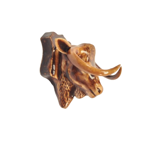 Lucia Brown Ceramic Bull Cow Head