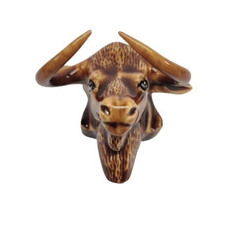 Lucia Brown Ceramic Bull Cow Head
