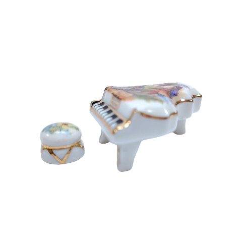 Limoges Porcelain Miniature Piano and Stool