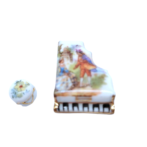 Limoges Porcelain Miniature Piano and Stool