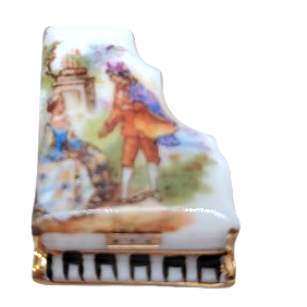 Limoges Porcelain Miniature Piano and Stool