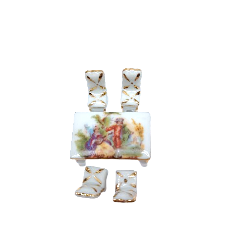 Limoges Porcelain Miniature Table and Chairs