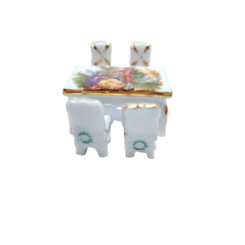 Limoges Porcelain Miniature Table and Chairs