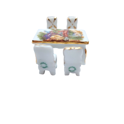 Limoges Porcelain Miniature Table and Chairs
