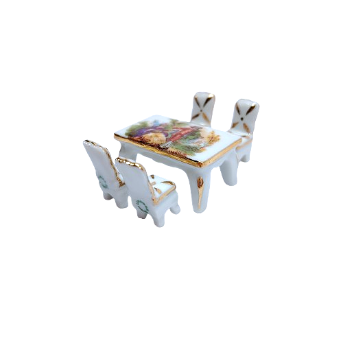Limoges Porcelain Miniature Table and Chairs