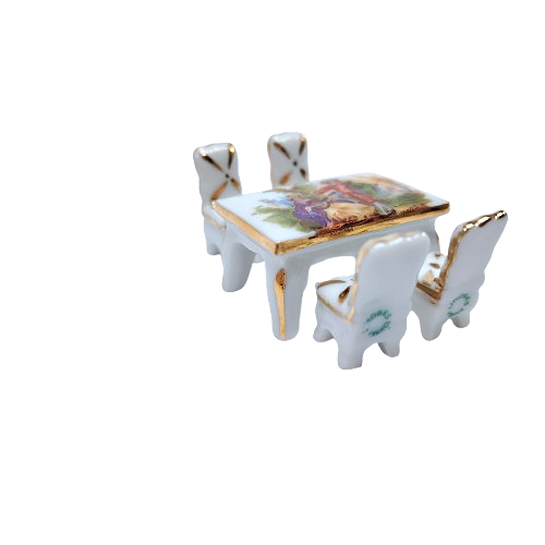 Limoges Porcelain Miniature Table and Chairs