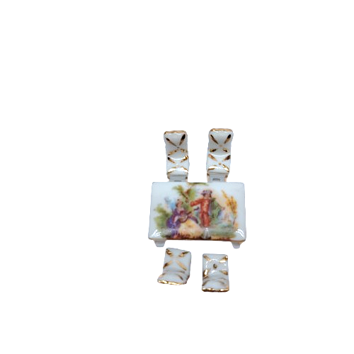 Limoges Porcelain Miniature Table and Chairs