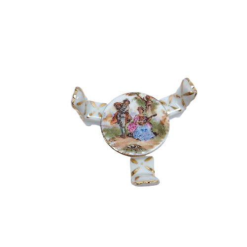 Limoges Porcelain Miniature Round Table and Chairs